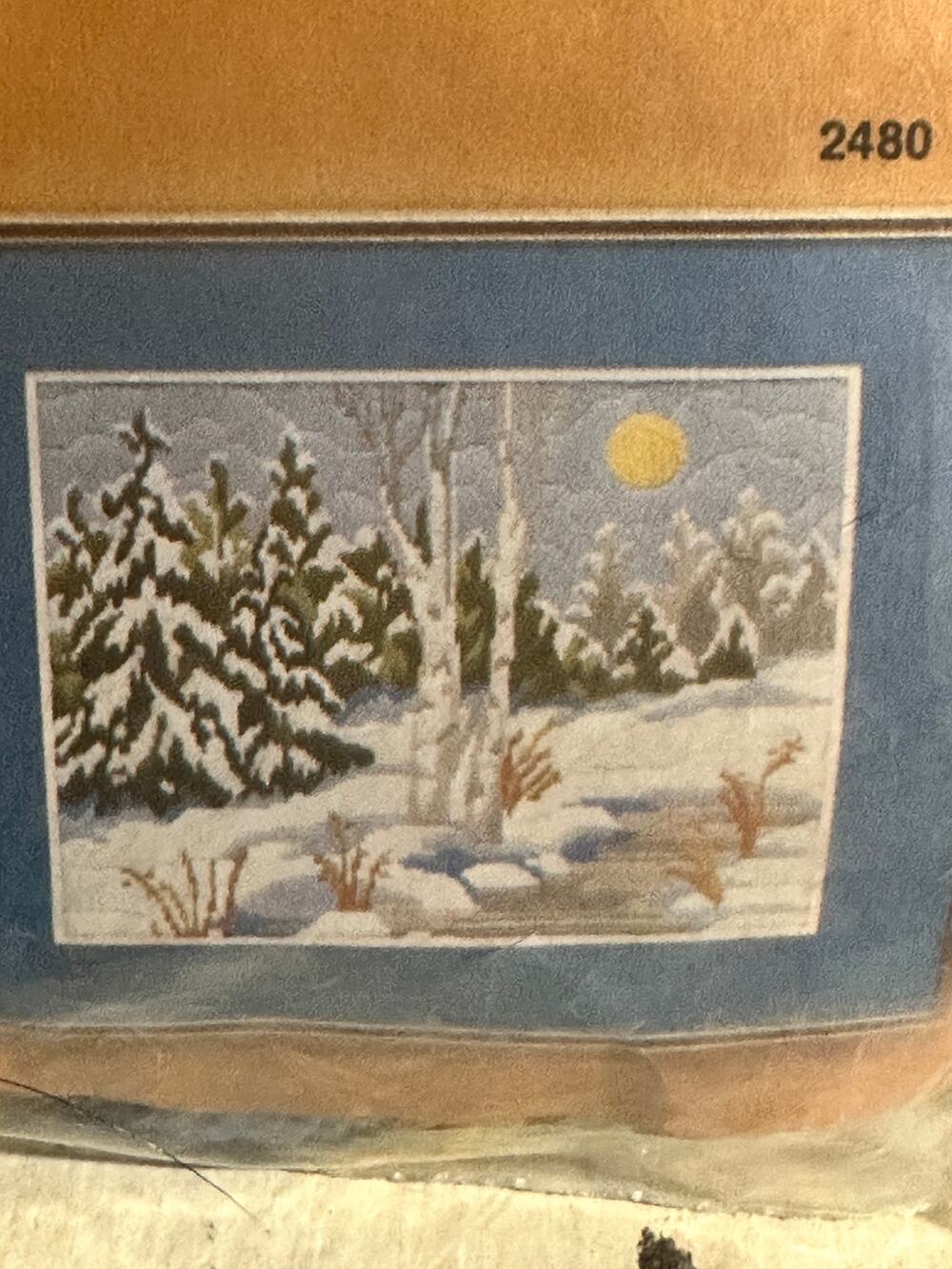 VTG NOS 1979 Artcraft Concepts needlepoint Winter Birches Long-stitch